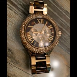 Michael Kors gold Tortoise watch with crystal face